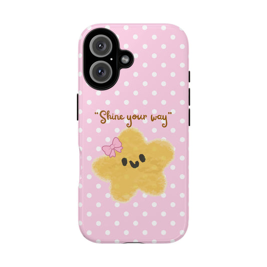 Cute Pink Polka Star Phone Case