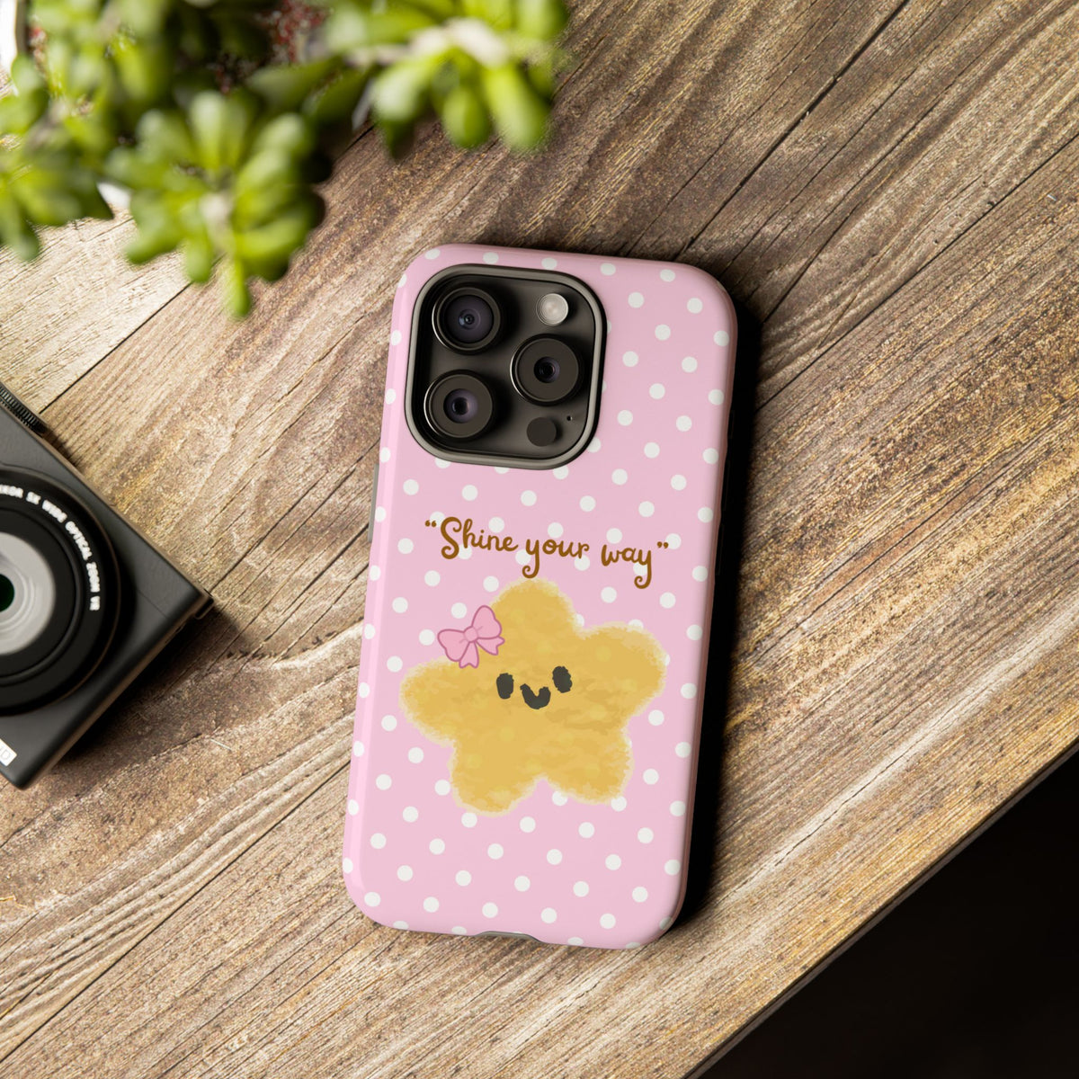Cute Pink Polka Star Phone Case