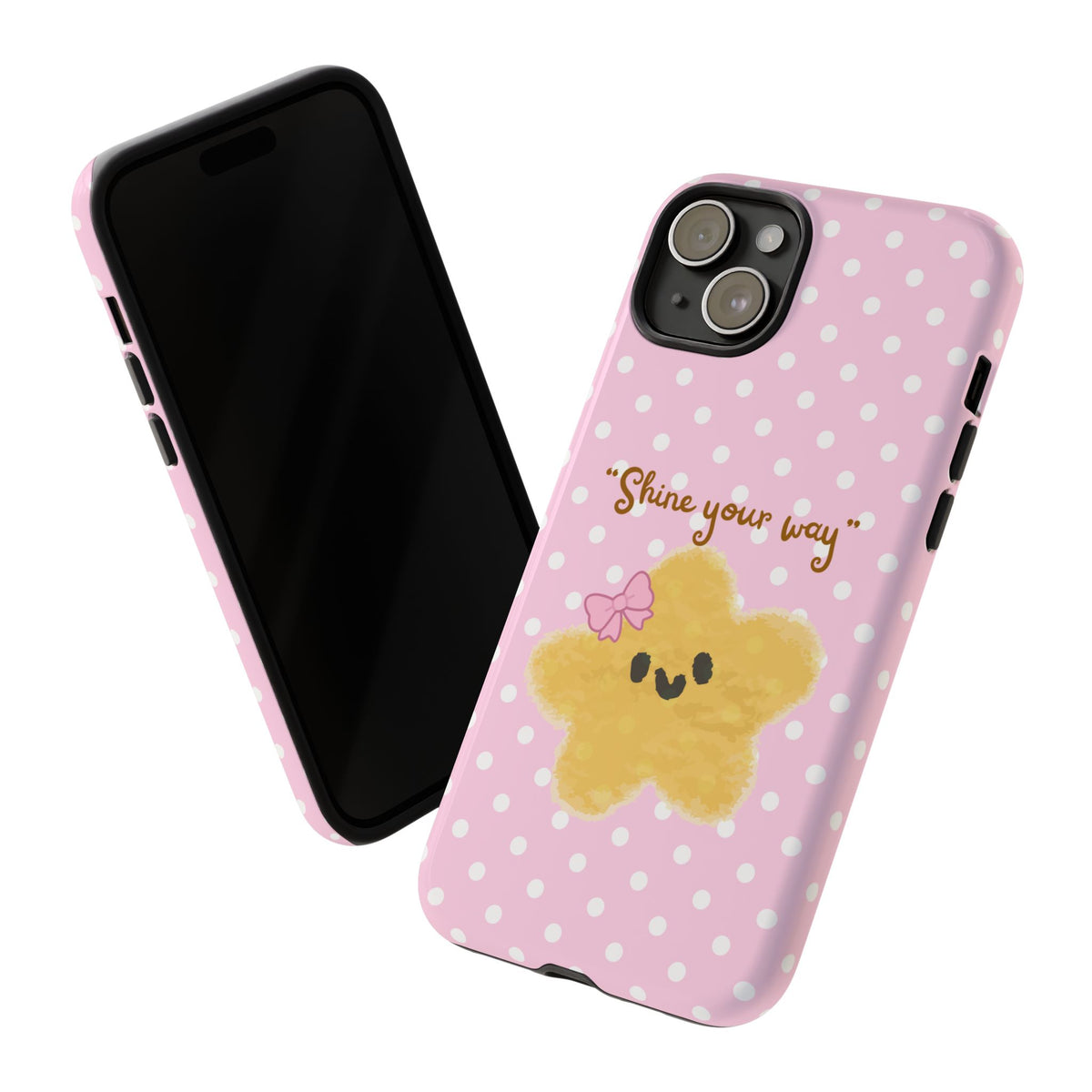Cute Pink Polka Star Phone Case