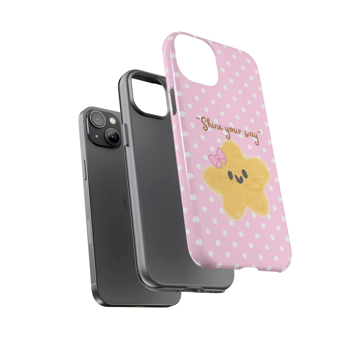 Cute Pink Polka Star Phone Case