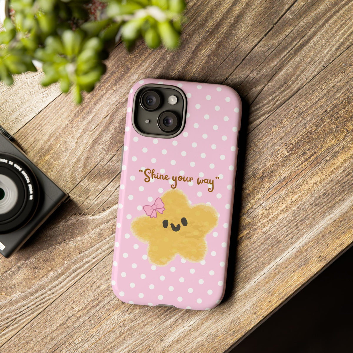 Cute Pink Polka Star Phone Case