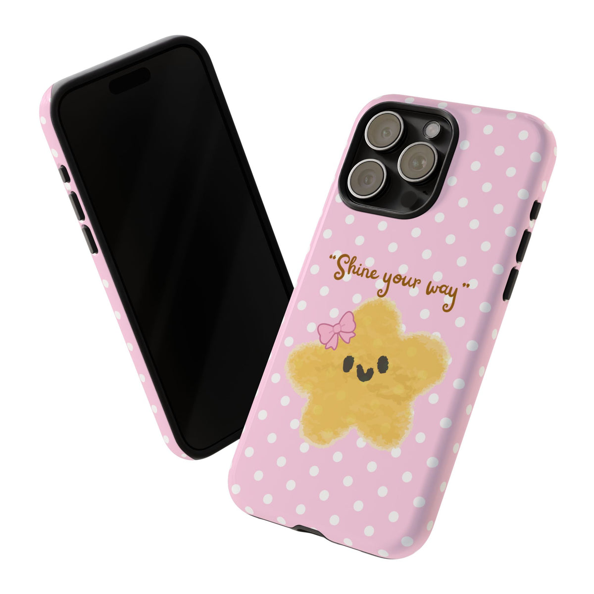 Cute Pink Polka Star Phone Case