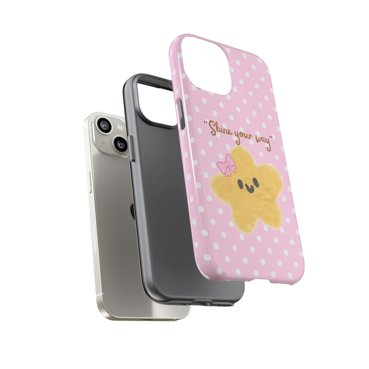 Cute Pink Polka Star Phone Case