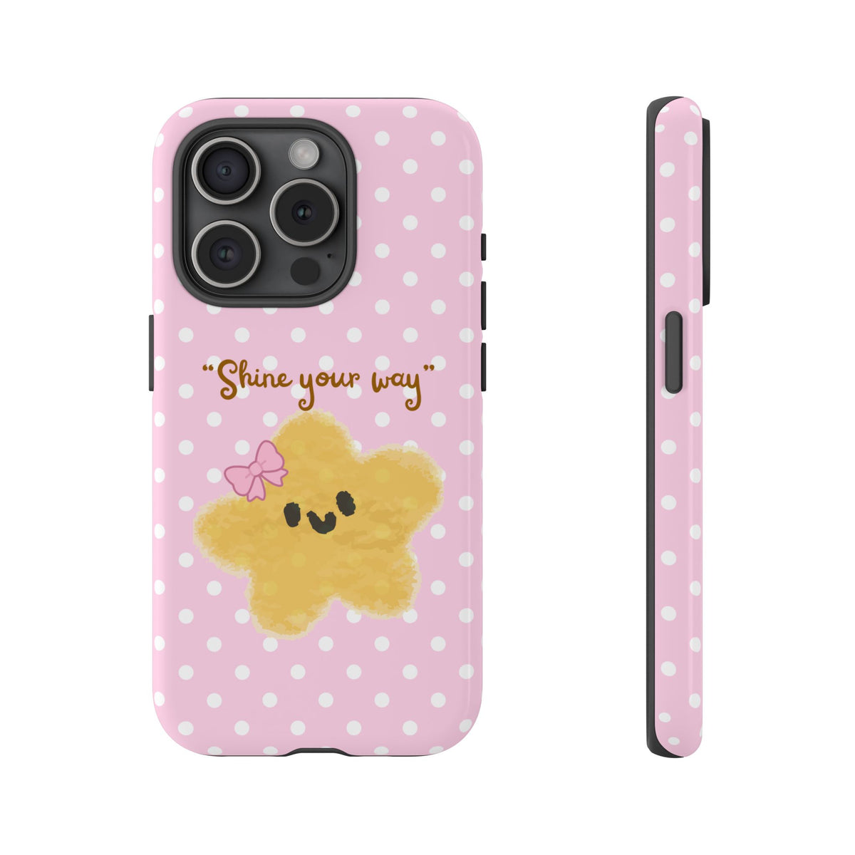 Cute Pink Polka Star Phone Case