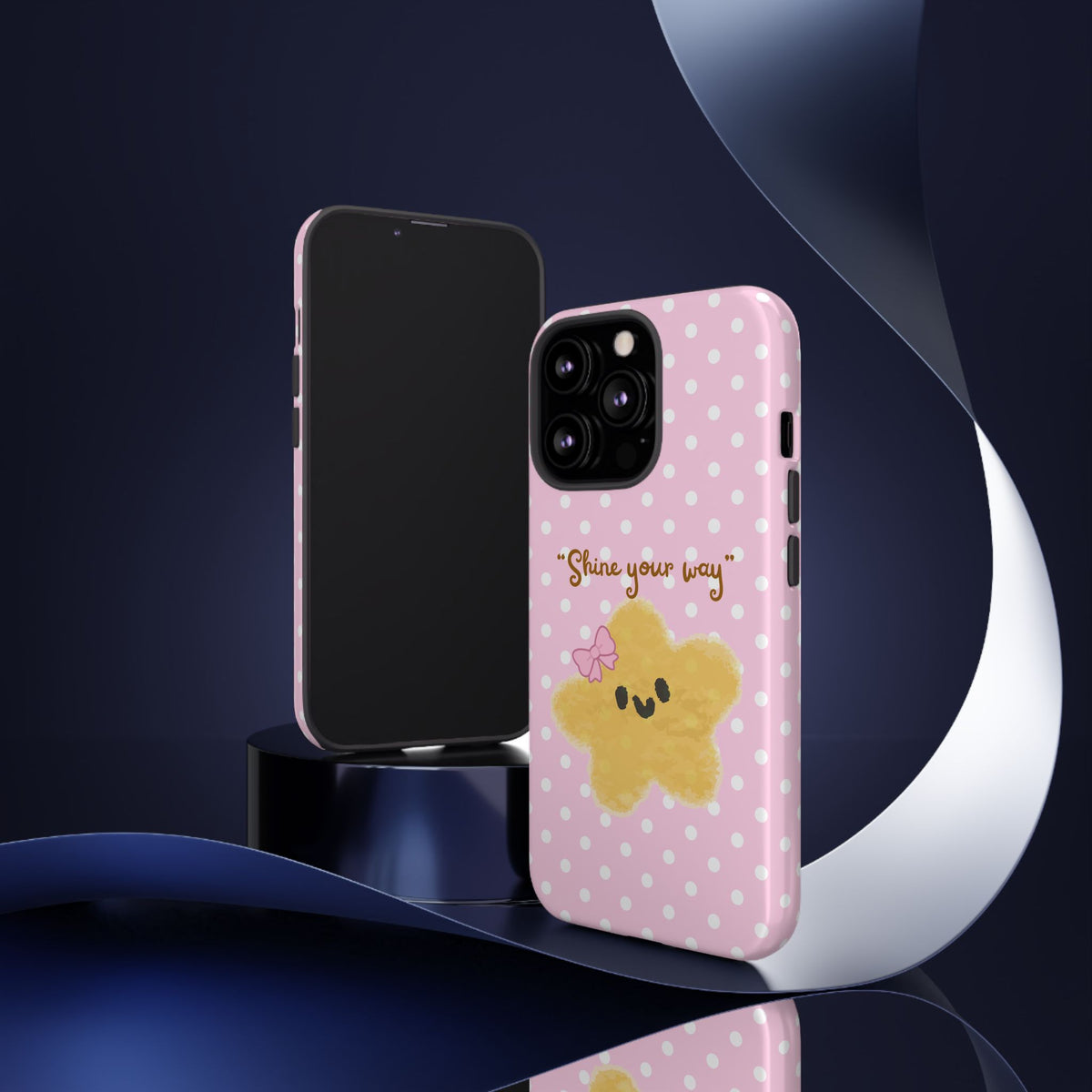 Cute Pink Polka Star Phone Case