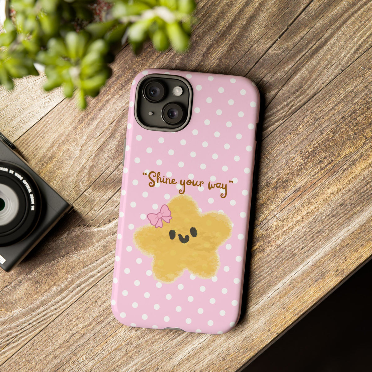 Cute Pink Polka Star Phone Case