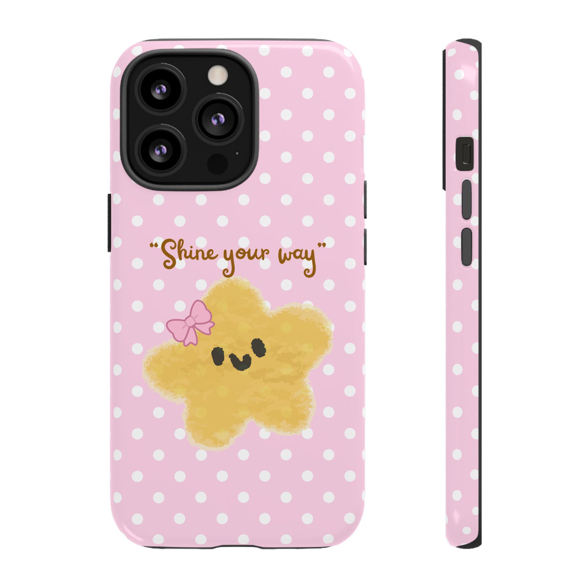 Cute Pink Polka Star Phone Case