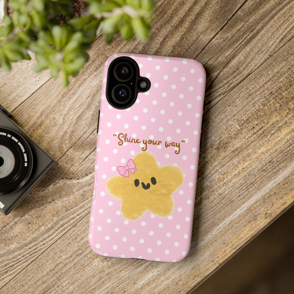 Cute Pink Polka Star Phone Case