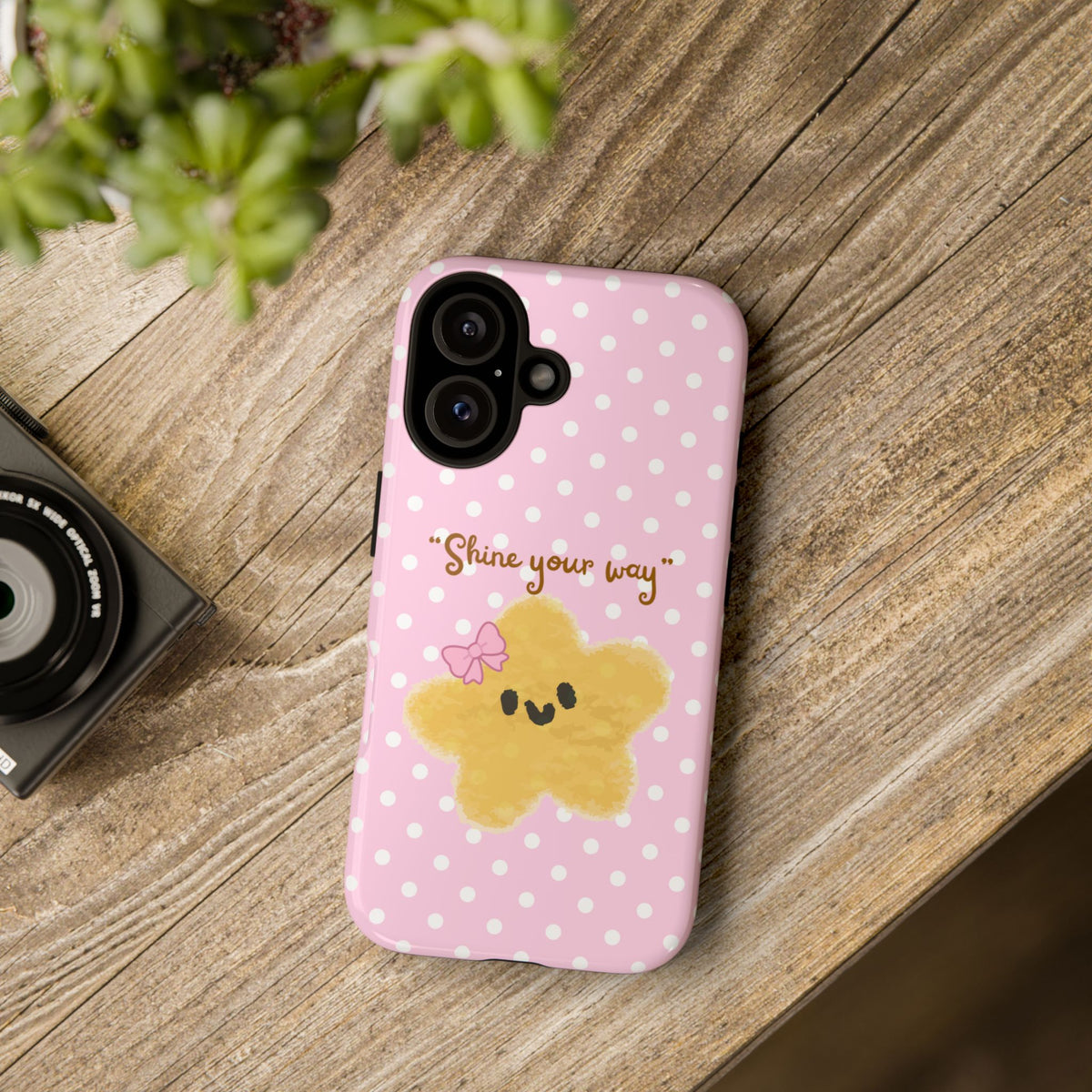 Cute Pink Polka Star Phone Case